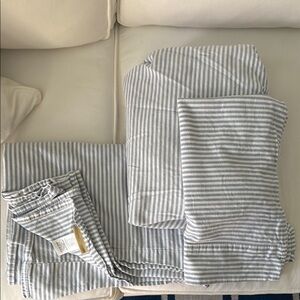Striped Blue and White Bedding Set